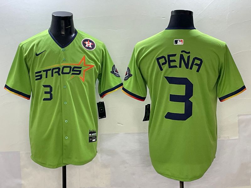 Men Houston Astros #3 Pena Green three generations Joint Name 2025 Nike MLB Jersey style 7